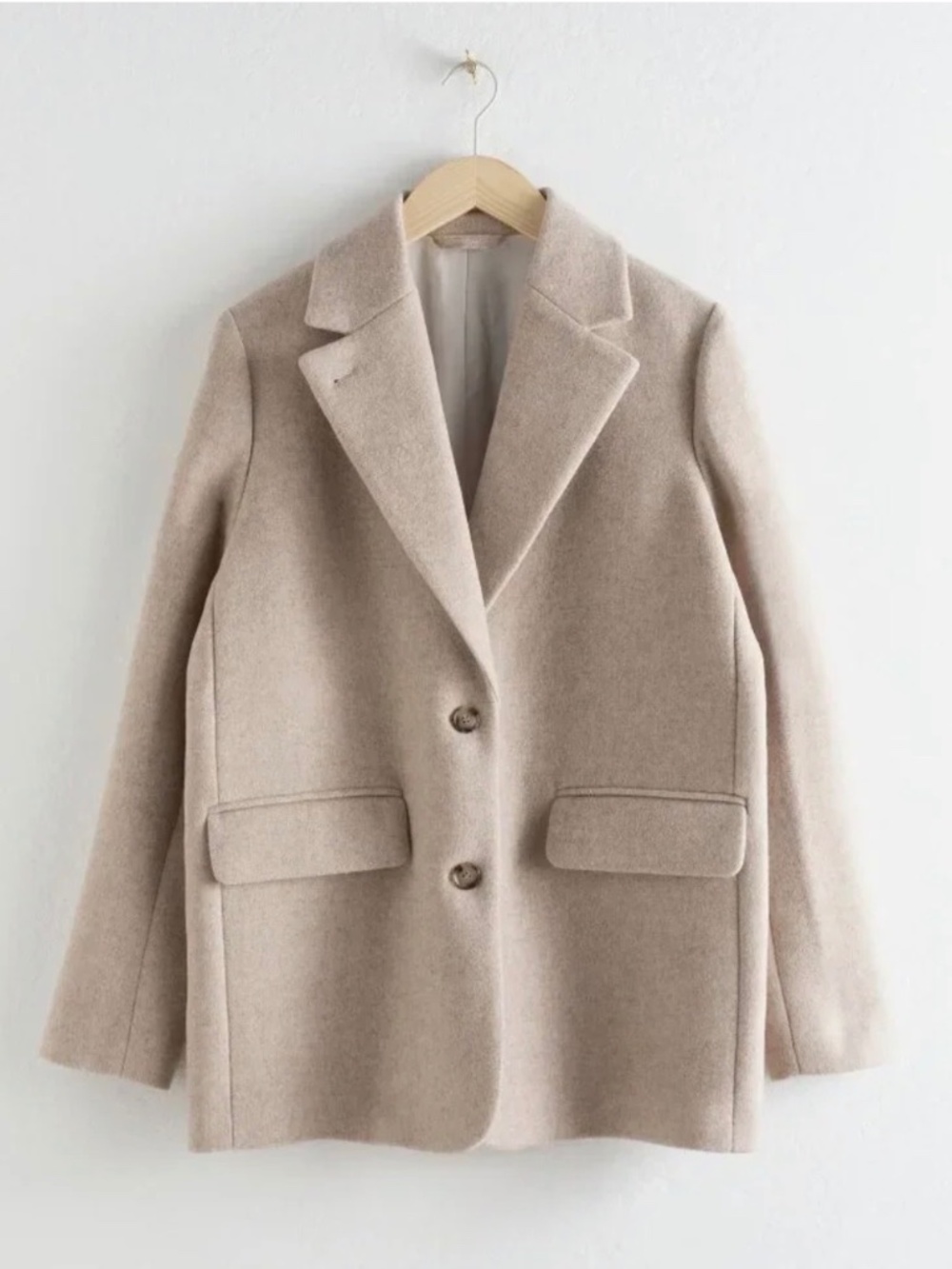 & Other Stories Oversized Wool Blazer Sand Beige Size 2